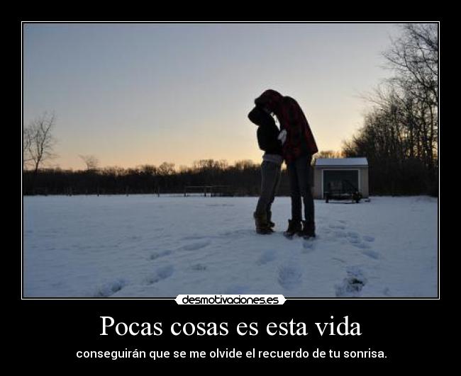 Pocas cosas es esta vida - conseguirán que se me olvide el recuerdo de tu sonrisa.