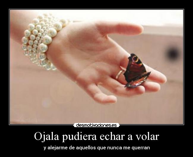 Ojala pudiera echar a volar - y alejarme de aquellos que nunca me querran