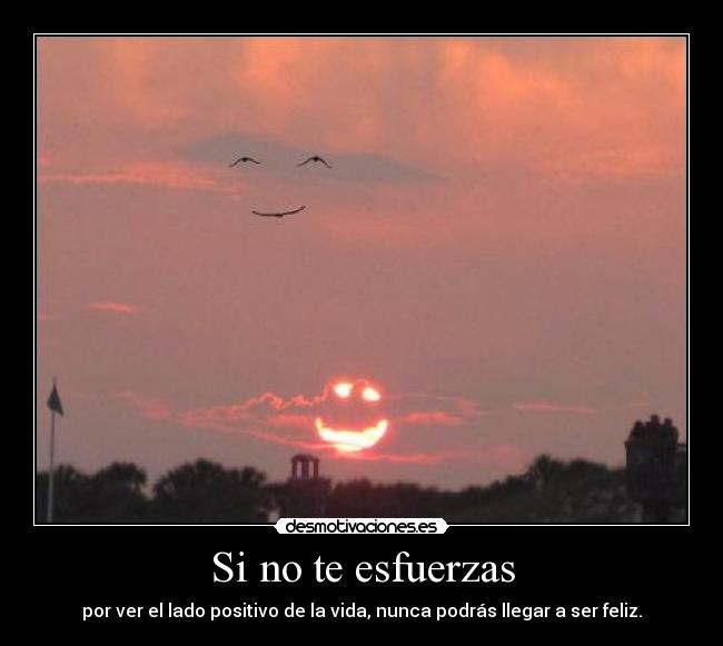 Si no te esfuerzas - por ver el lado positivo de la vida, nunca podrás llegar a ser feliz.