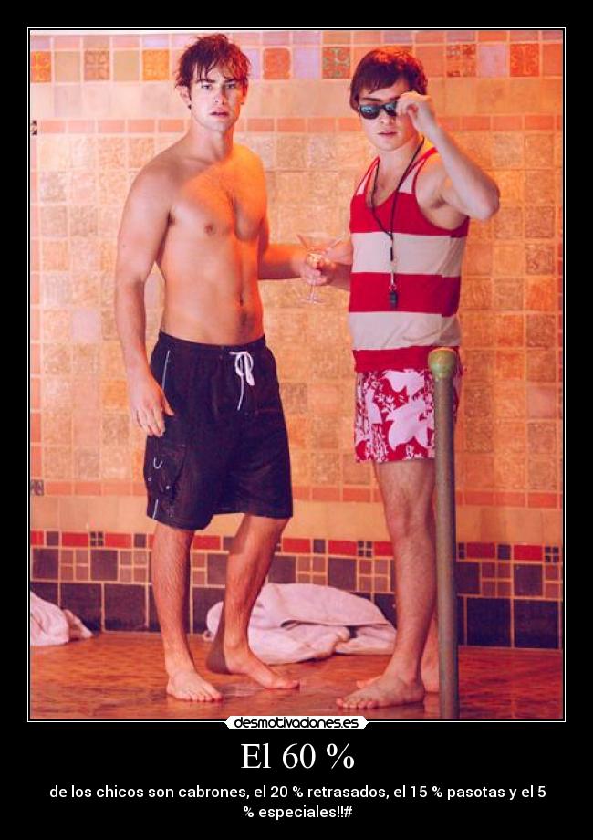 El 60 % - de los chicos son cabrones, el 20 % retrasados, el 15 % pasotas y el 5 % especiales!!#
