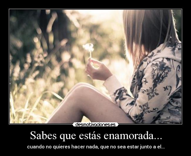 Sabes que estás enamorada... - cuando no quieres hacer nada, que no sea estar junto a el...