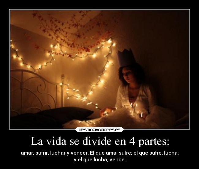 La vida se divide en 4 partes: -