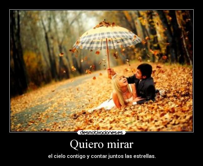 Quiero mirar - el cielo contigo y contar juntos las estrellas.