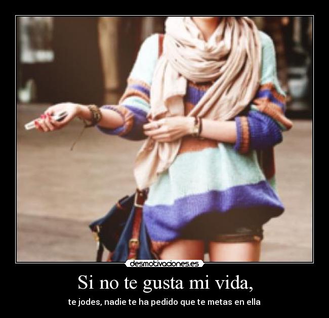 Si no te gusta mi vida, - te jodes, nadie te ha pedido que te metas en ella