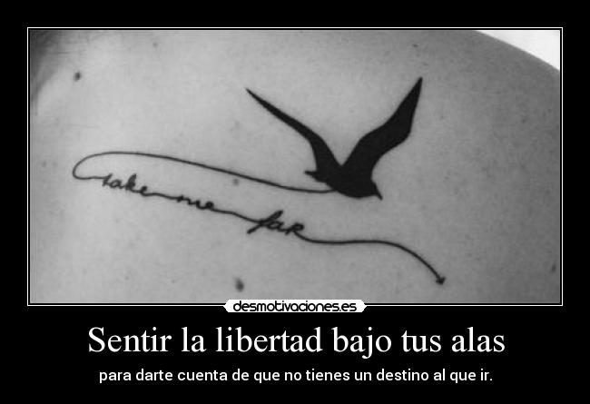 Sentir la libertad bajo tus alas - para darte cuenta de que no tienes un destino al que ir.