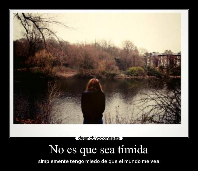 No es que sea tímida - simplemente tengo miedo de que el mundo me vea.