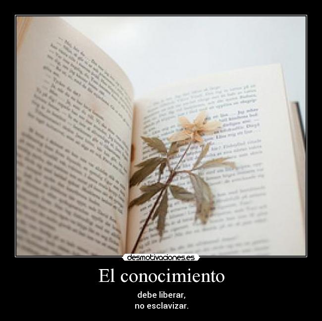 El conocimiento - debe liberar,
no esclavizar.