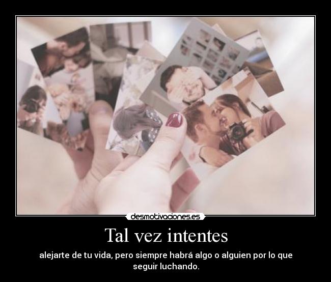 Tal vez intentes - alejarte de tu vida, pero siempre habrá algo o alguien por lo que seguir luchando.
