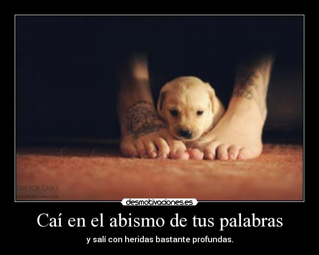 Caí en el abismo de tus palabras - y salí con heridas bastante profundas.