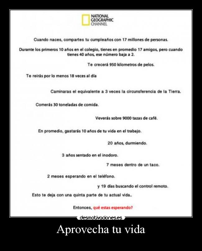 Aprovecha tu vida -