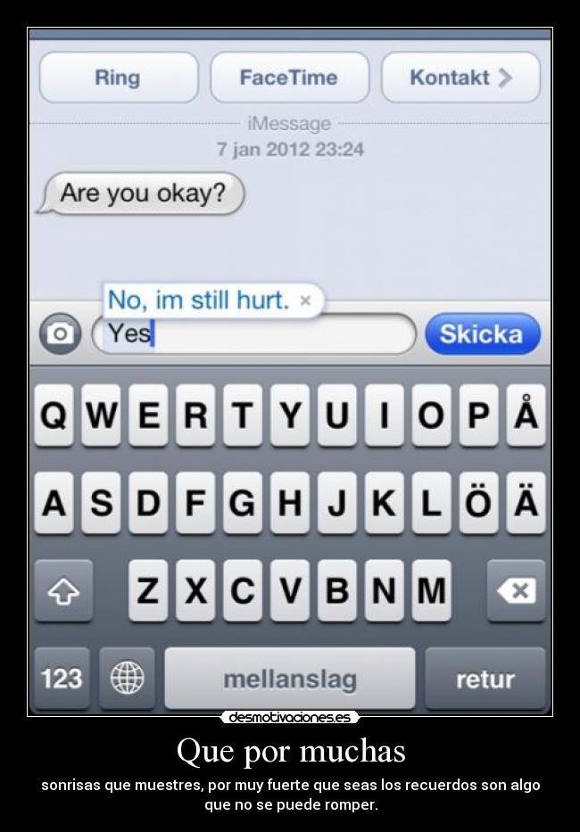 Que por muchas - sonrisas que muestres, por muy fuerte que seas los recuerdos son algo
que no se puede romper.