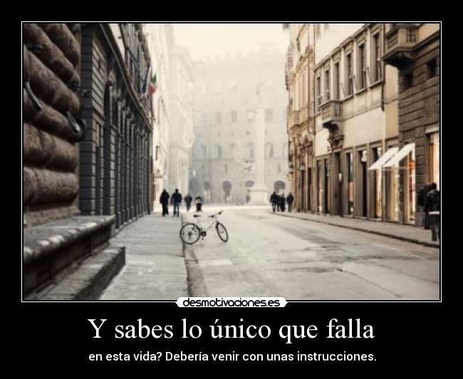 Y sabes lo único que falla - en esta vida? Debería venir con unas instrucciones.