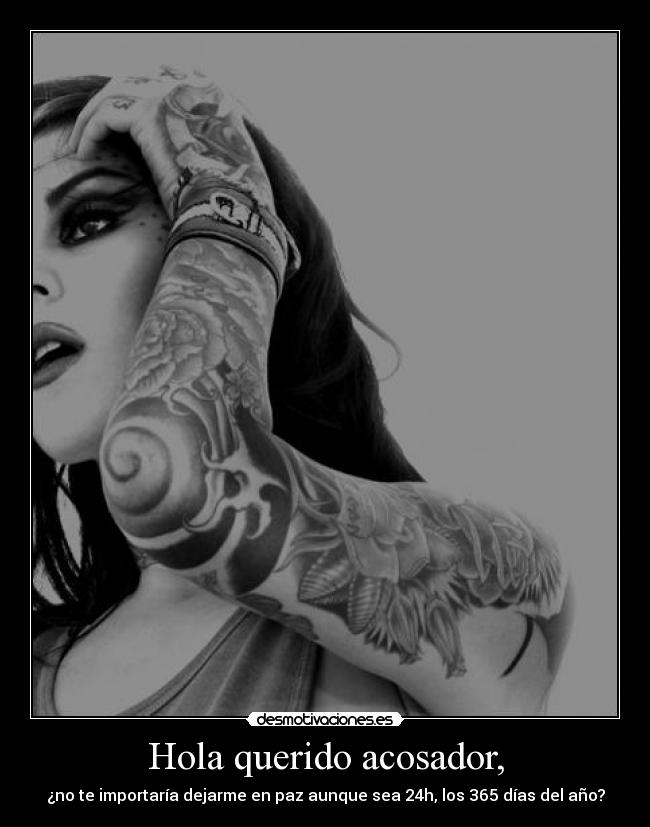 Hola querido acosador, - ¿no te importaría dejarme en paz aunque sea 24h, los 365 días del año?