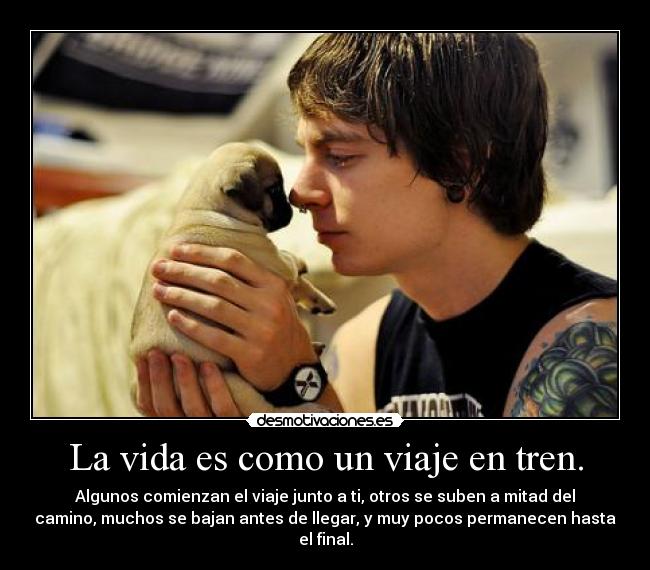 La vida es como un viaje en tren. - Algunos comienzan el viaje junto a ti, otros se suben a mitad del
camino, muchos se bajan antes de llegar, y muy pocos permanecen hasta
el final.