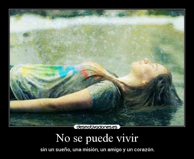 No se puede vivir - sin un sueño, una misión, un amigo y un corazón.