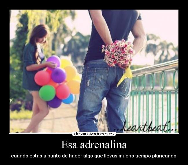 Esa adrenalina - cuando estas a punto de hacer algo que llevas mucho tiempo planeando.