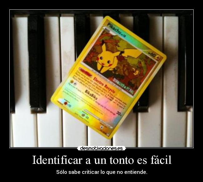Identificar a un tonto es fácil - Sólo sabe criticar lo que no entiende.