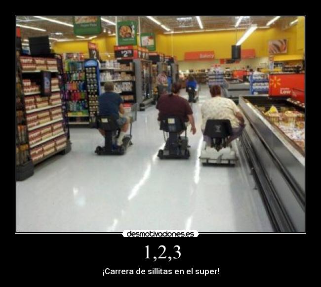 1,2,3 - ¡Carrera de sillitas en el super!