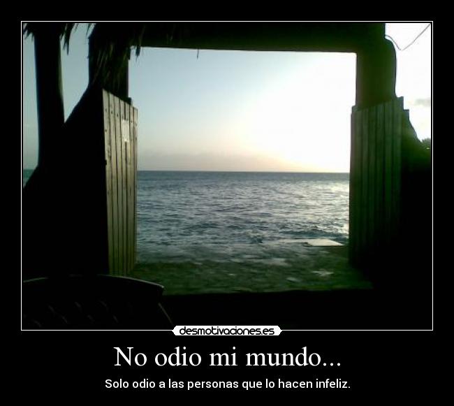 No odio mi mundo... - Solo odio a las personas que lo hacen infeliz.