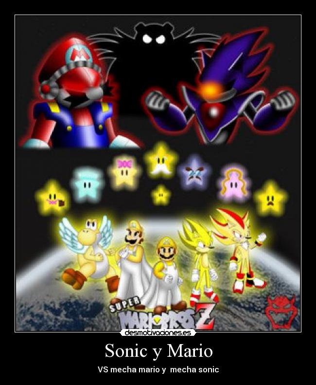 Sonic y Mario - VS mecha mario y mecha sonic