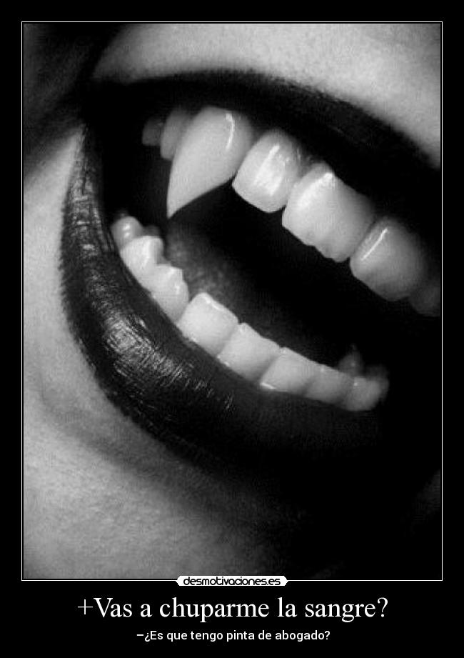 +Vas a chuparme la sangre? - –¿Es que tengo pinta de abogado?