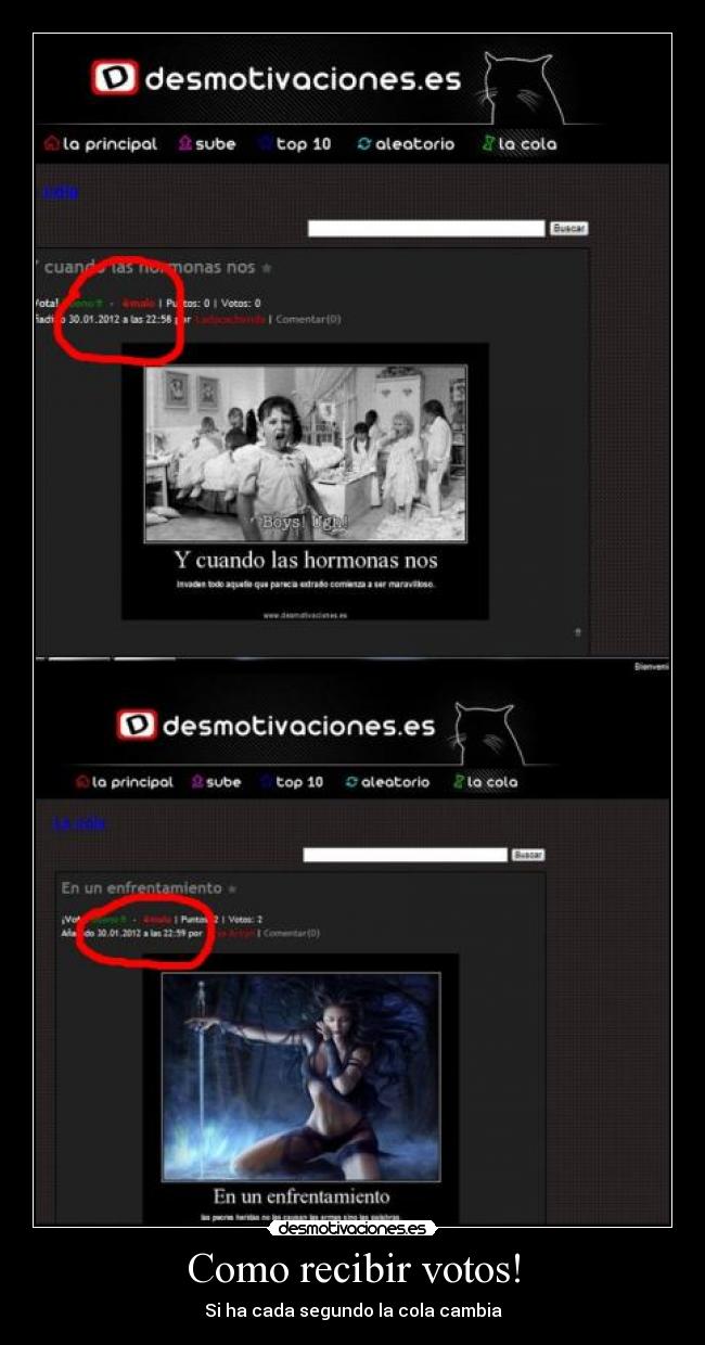 Como recibir votos! - Si ha cada segundo la cola cambia