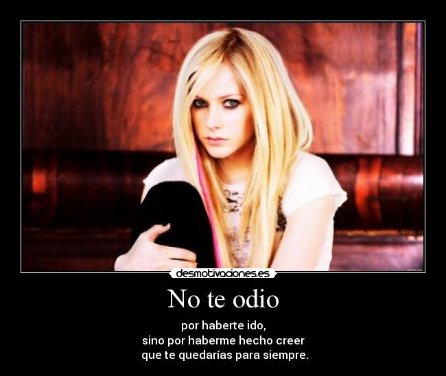 No te odio - por haberte ido,
sino por haberme hecho creer
que te quedarías para siempre.