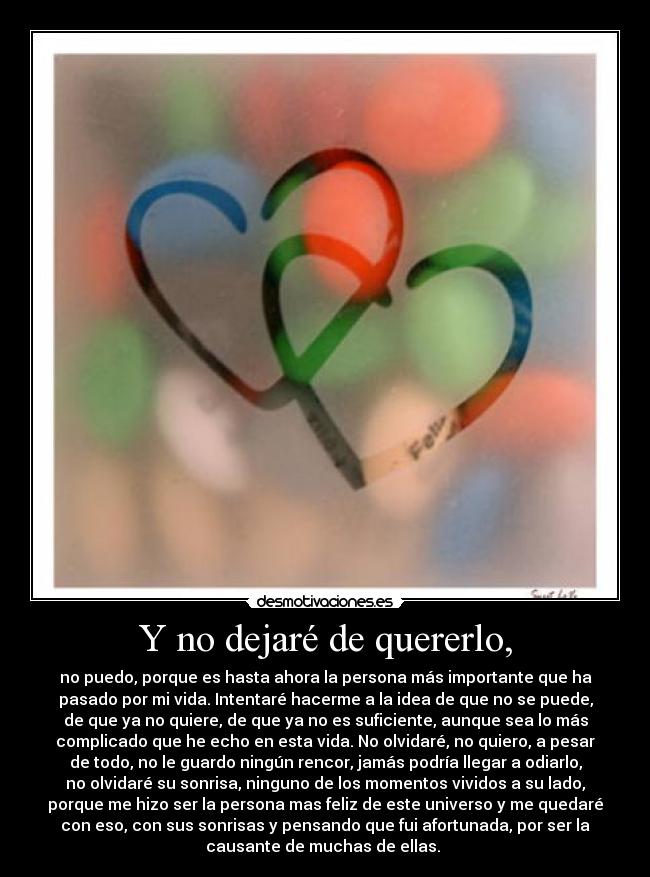 Y no dejaré de quererlo, -