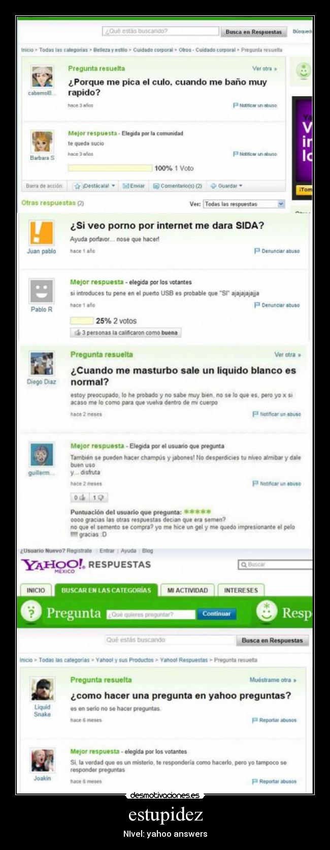 estupidez - NIvel: yahoo answers