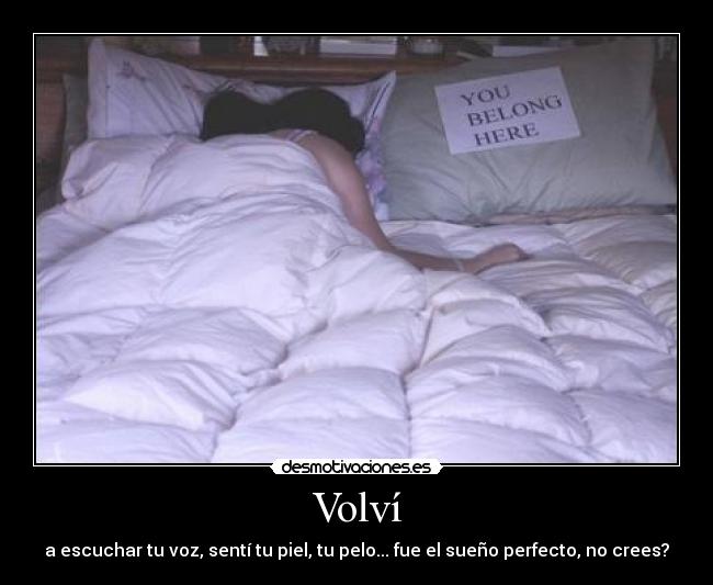 Volví - a escuchar tu voz, sentí tu piel, tu pelo... fue el sueño perfecto, no crees?