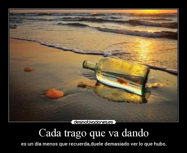 Cada trago que va dando - es un día menos que recuerda,duele demasiado ver lo que hubo.