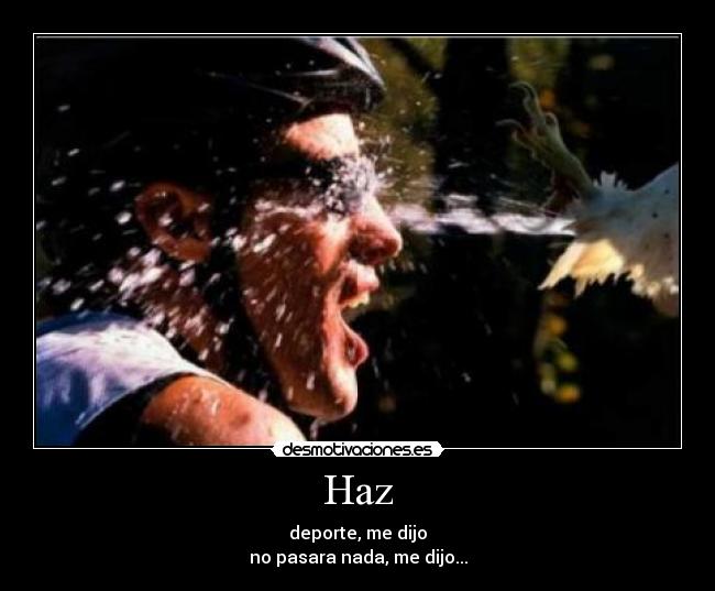 Haz - deporte, me dijo
no pasara nada, me dijo...