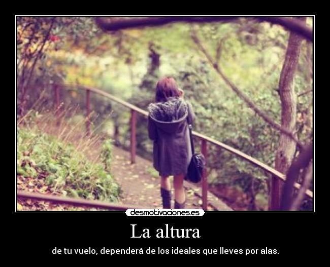 La altura - de tu vuelo, dependerá de los ideales que lleves por alas.