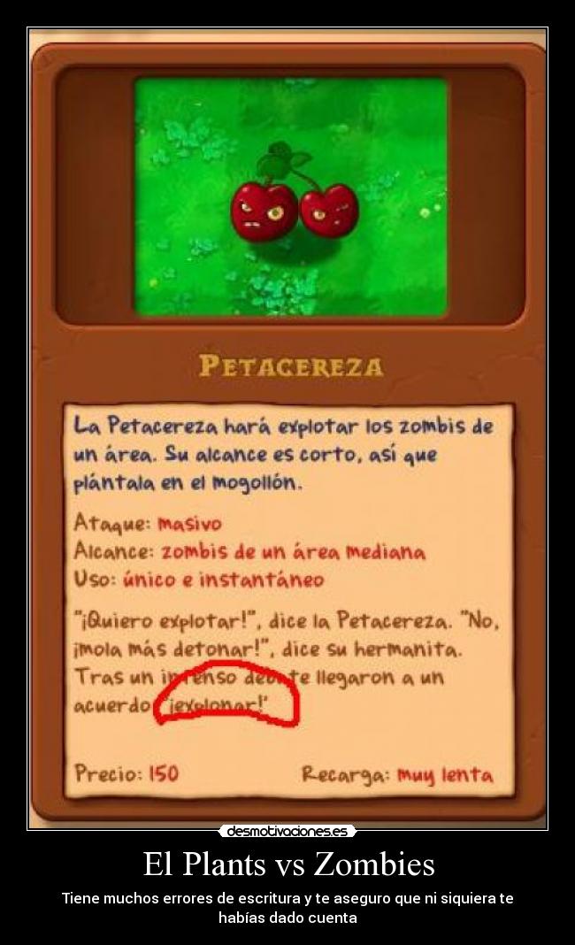 El Plants vs Zombies - Tiene muchos errores de escritura y te aseguro que ni siquiera te habías dado cuenta