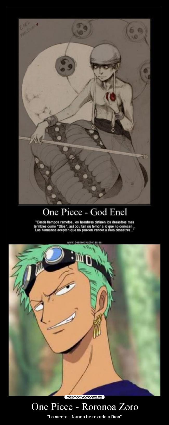 carteles one piece roronoa zoro god enel aprendio usa poker face desmotivaciones