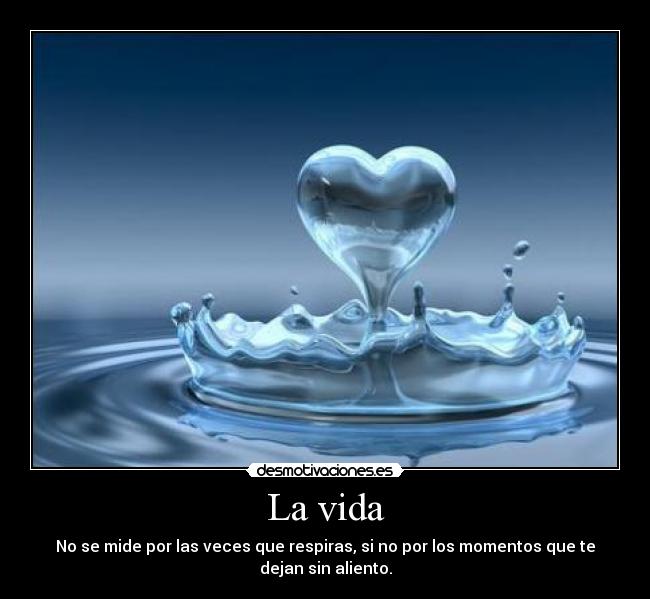 La vida - No se mide por las veces que respiras, si no por los momentos que te
dejan sin aliento.