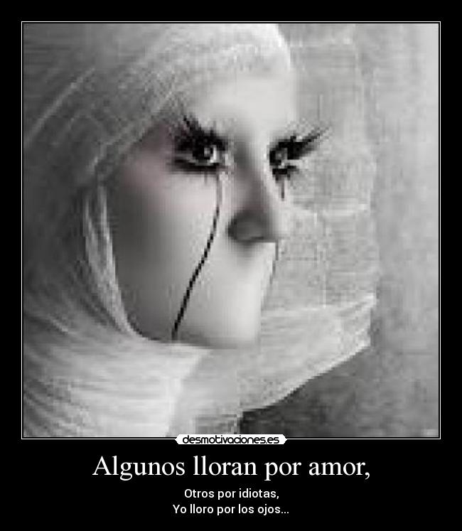 Algunos lloran por amor, - Otros por idiotas,
Yo lloro por los ojos...