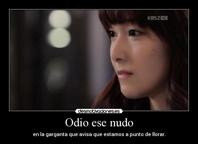 Odio ese nudo - en la garganta que avisa que estamos a punto de llorar.