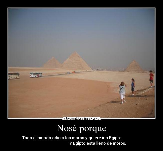 Nosé porque - Todo el mundo odia a los moros y quiere ir a Egipto .
Y Egipto está lleno de moros.