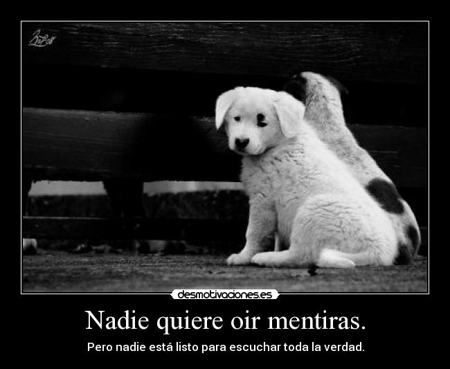 Nadie quiere oir mentiras. -