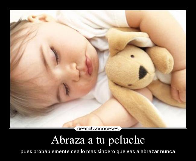 Abraza a tu peluche - pues probablemente sea lo mas sincero que vas a abrazar nunca.