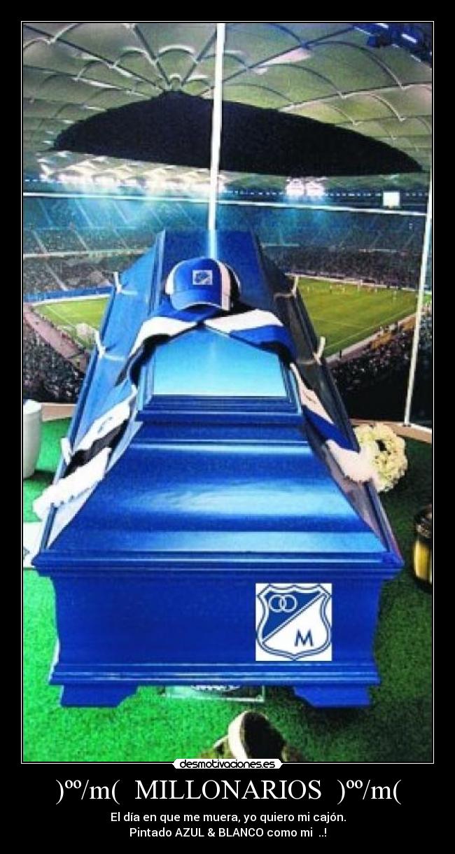 )ºº/m( MILLONARIOS )ºº/m( - El día en que me muera, yo quiero mi cajón.
Pintado AZUL & BLANCO como mi ♥..!