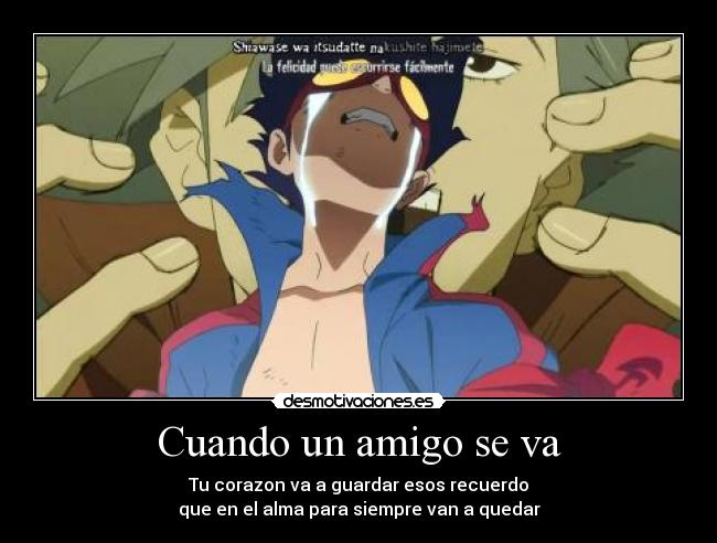 Cuando un amigo se va - Tu corazon va a guardar esos recuerdo
que en el alma para siempre van a quedar