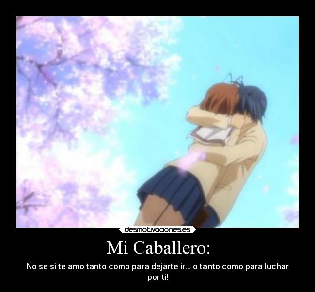Mi Caballero: - No se si te amo tanto como para dejarte ir... o tanto como para luchar por ti!