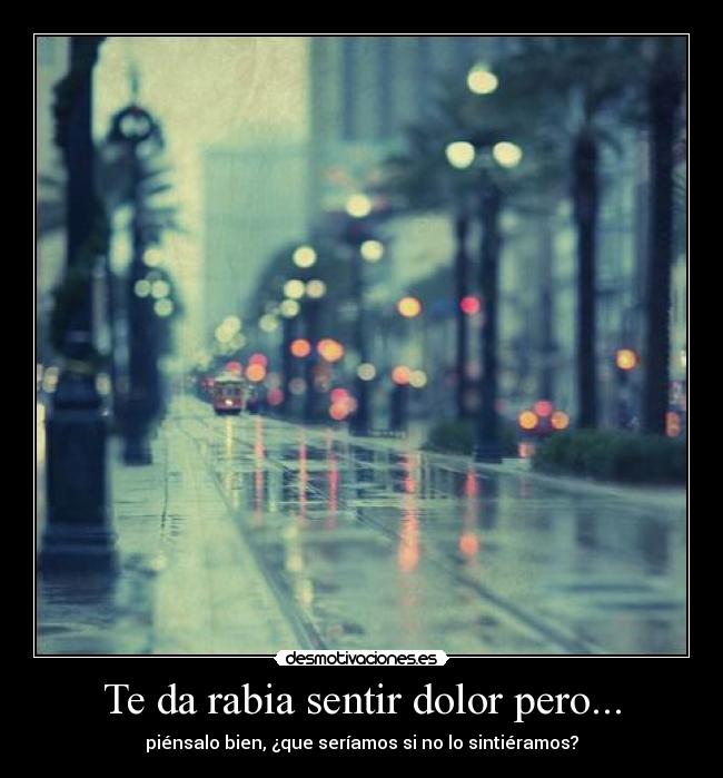 Te da rabia sentir dolor pero... - piénsalo bien, ¿que seríamos si no lo sintiéramos?