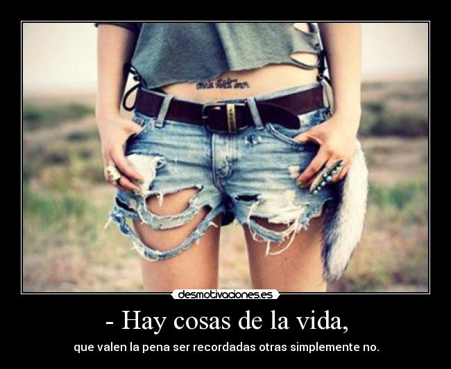 - Hay cosas de la vida, - que valen la pena ser recordadas otras simplemente no.
