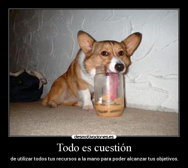 Todo es cuestión - de utilizar todos tus recursos a la mano para poder alcanzar tus objetivos.