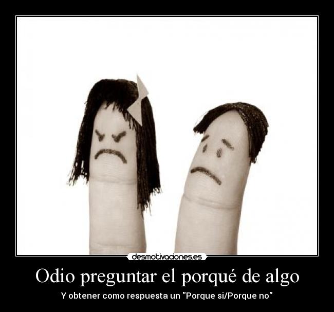 Odio preguntar el porqué de algo - Y obtener como respuesta un Porque si/Porque no