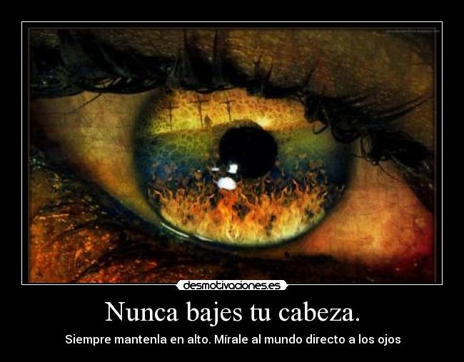 Nunca bajes tu cabeza. - Siempre mantenla en alto. Mírale al mundo directo a los ojos