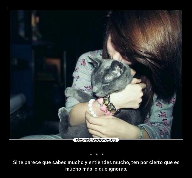 . . . - Si te parece que sabes mucho y entiendes mucho, ten por cierto que es
mucho más lo que ignoras.